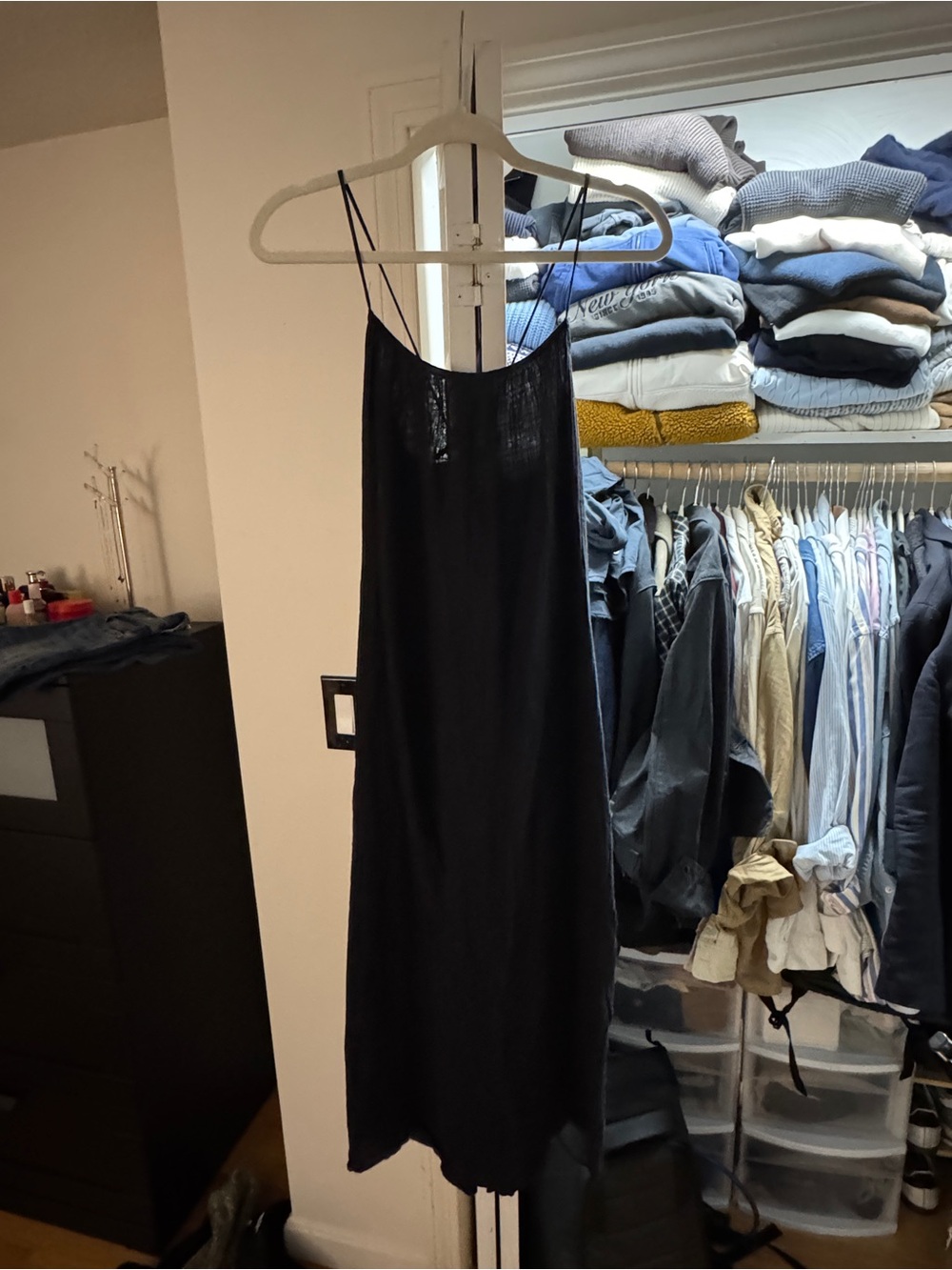H&M Black linen Dress with Spaghetti Straps